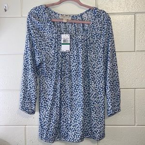 NWT Michael Kors Vintage Blue Floral Blouse